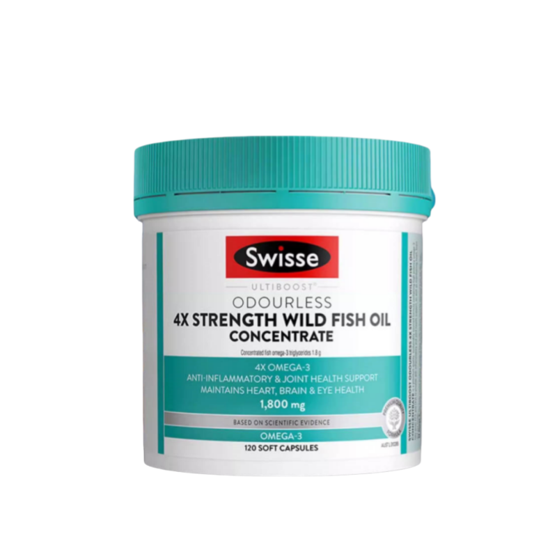 SWISSE Ultiboost Odourless 4 x Strength Wild Fish Oil Concentrate 120 Capsules